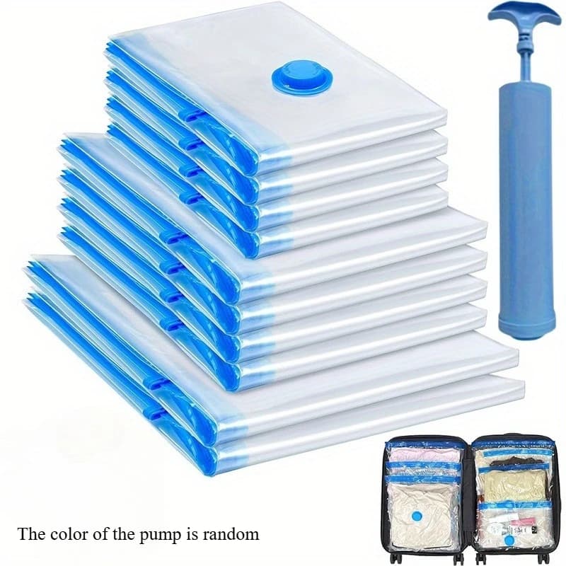 11/4 sacchetti di compressione sottovuoto con pompa a mano, per biancheria da letto e vestiti - sacchetto sottovuoto per materasso, borse da viaggio, sacchetti per riporre vestiti