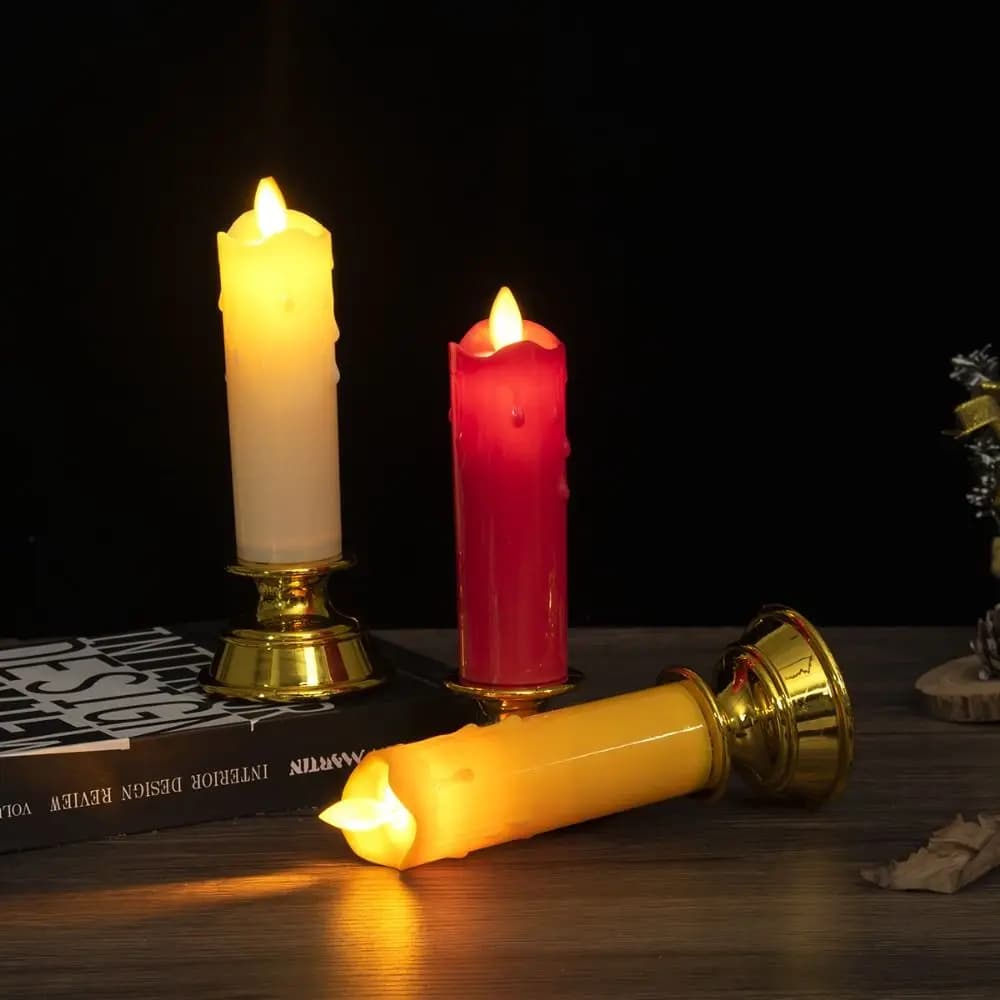 2Pcs Creative Electronic Candle Light Cordless Decorative Swing Flameless Candles Waterproof with Light String