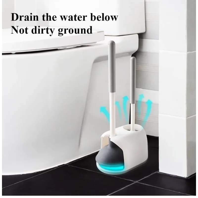 Combinazione di Design di scopino per wc in pelle portatile con manico lungo per uso domestico senza strumento per la pulizia degli angoli morti