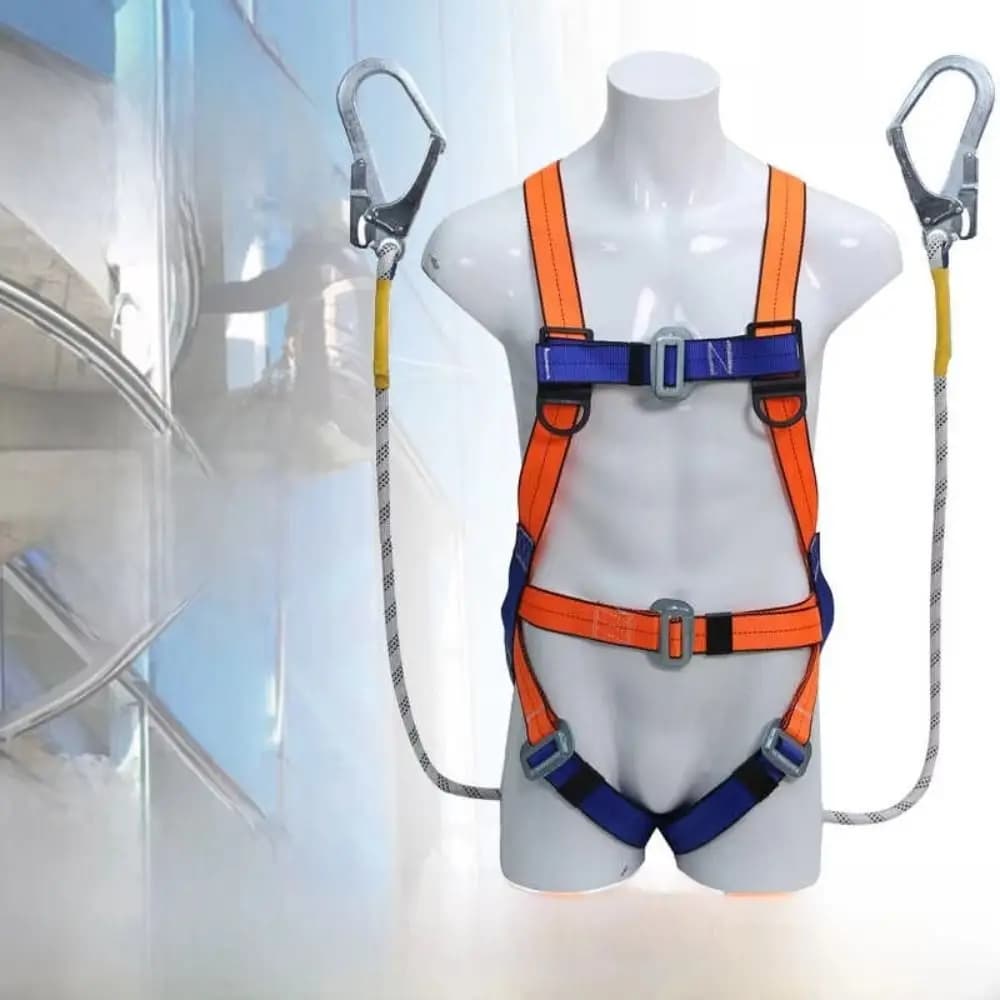 Cintura di sicurezza a doppio gancio Corda di sopravvivenza resistente all'usura Cintura di sicurezza per tutto il corpo Buffer Imbracatura di sicurezza ad alta quota Lavori di costruzione