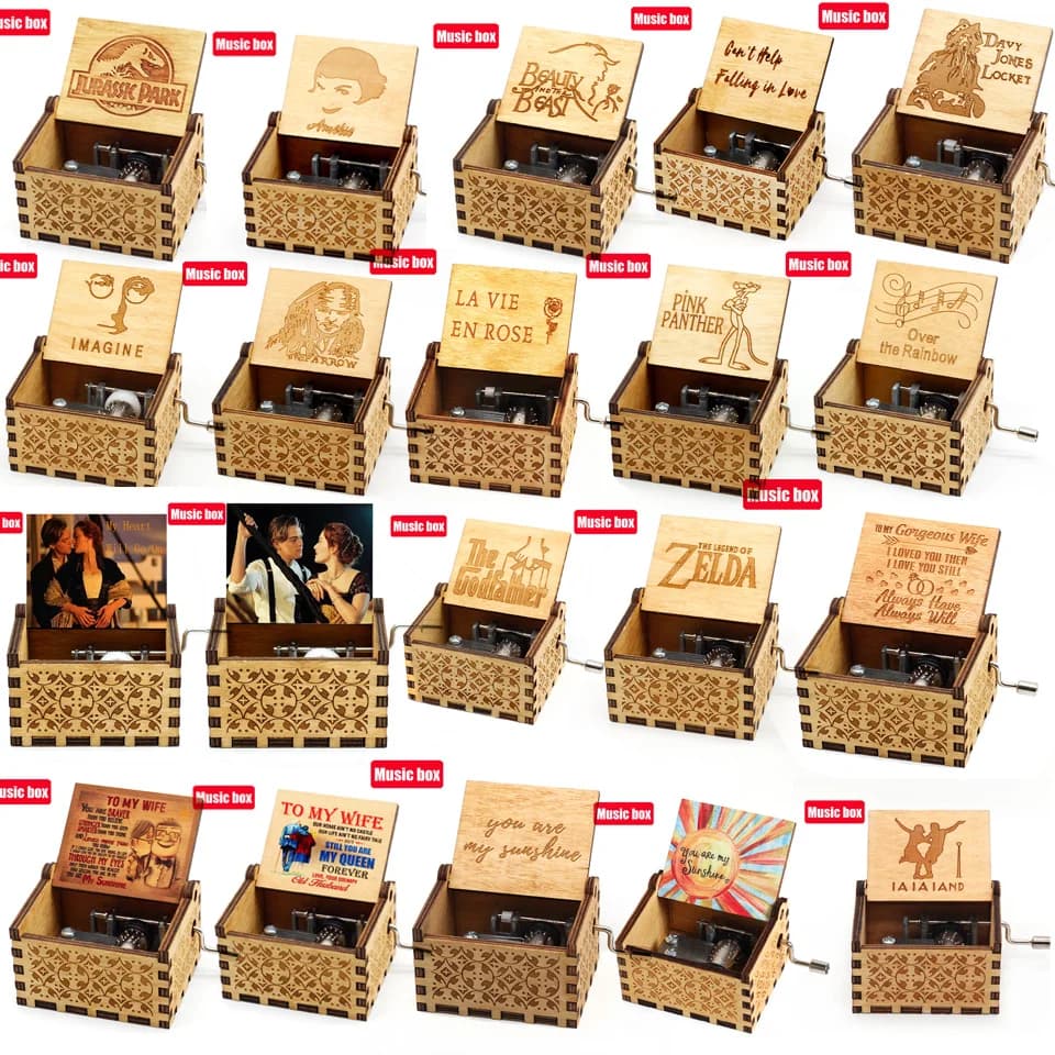 Manovella in legno intagliato antico Dragon Ball Z Carillon Action Figure Collection Modello Giocattoli Regali Regalo di Natale Regalo di compleanno