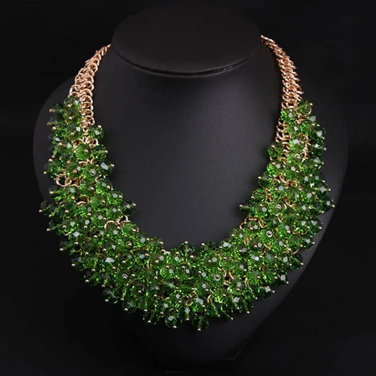 European and American all-handmade crystal glass multi-layer short clavicle heavy industry necklace women's fashio