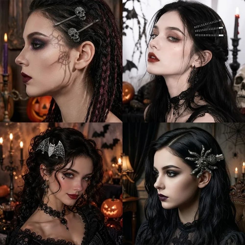 Creative Black Spider Hair Clips Spider Korean Style Rhinestone Barrettes Hair Pins Hair Accessories Halloween Hair Clips Women
