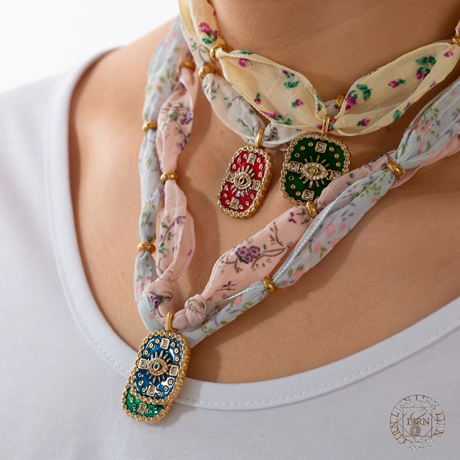 2025 Nuova Collana Tarocchi Carte Diavolo Occhio di Cristallo Vintage Smalto In Acciaio Inox Alla Moda INS Sciarpa di Seta Girocollo per Gioielli da Donna