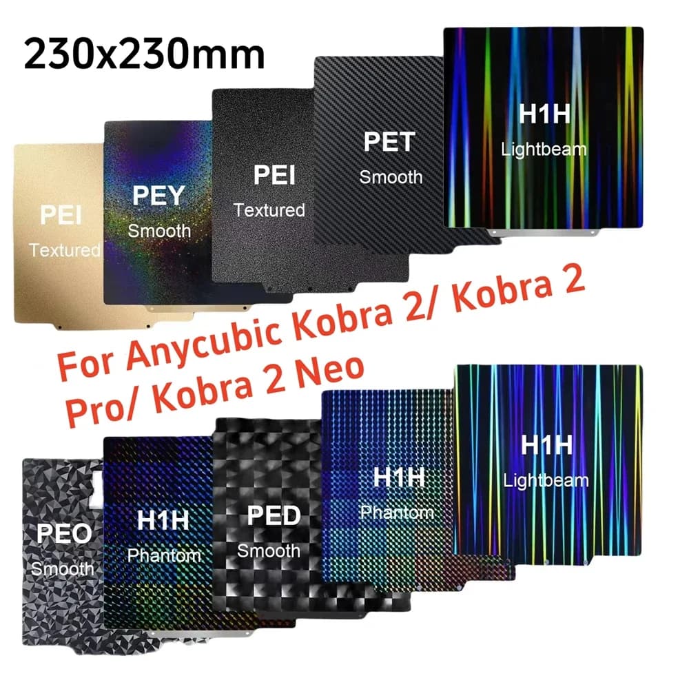 Per Anycubic Kobra 2 Parti Anycubic Kobra 2 Pro Piastra letto termico 230x230 Pei Copriletto Peo Piastra Kit di aggiornamento Kobra 2 Neo Piastra di costruzione