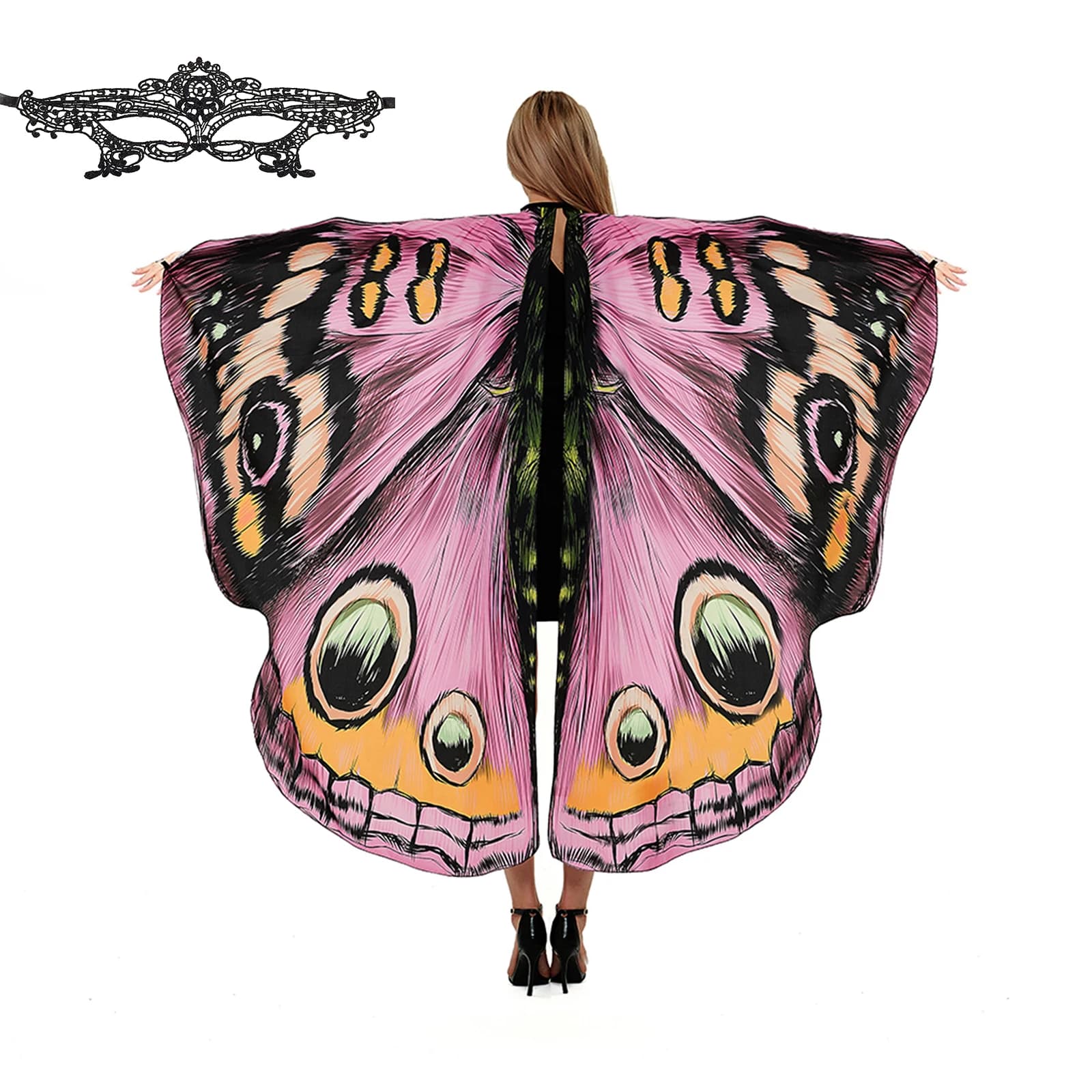 Women's Festive Dress Up Halloween Butterfly Cape Colorful Adjustable Hand Straps Cosplay Festive Party Butterfly Wings Cape