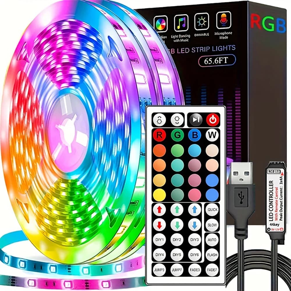 LED light strips with 44-key remote control 1m 5m 10m 20m RGB tape LED wall for home Bedroom party decorations Retro lighting TV