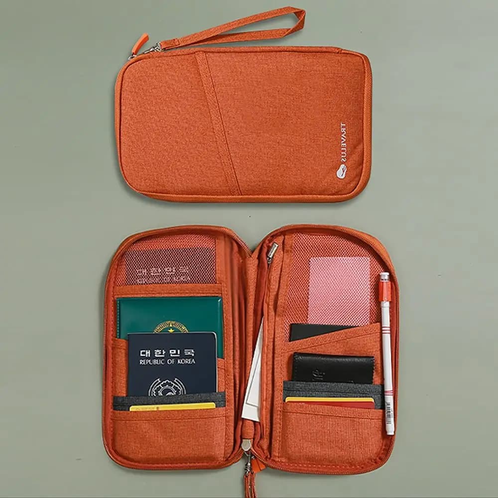 Nuova Borsa Porta Passaporto da Viaggio, Organizzatore Multifunzione per Carte e Biglietti, Protezione RFID, Unisex, per Check-in Aereo Familiare