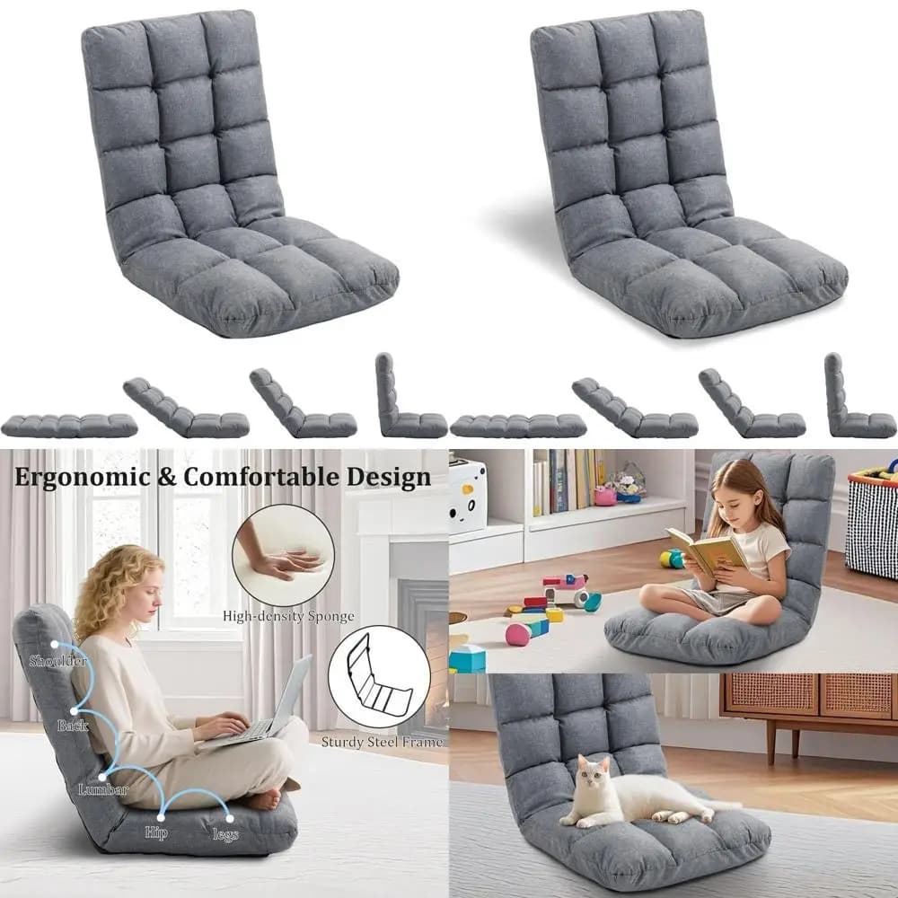 Poltrona Reclinabile Ergonomica con Supporto Lombare, 14 Posizioni Regolabili, Imbottitura Traspirante, Ideale per Gaming, Meditazione