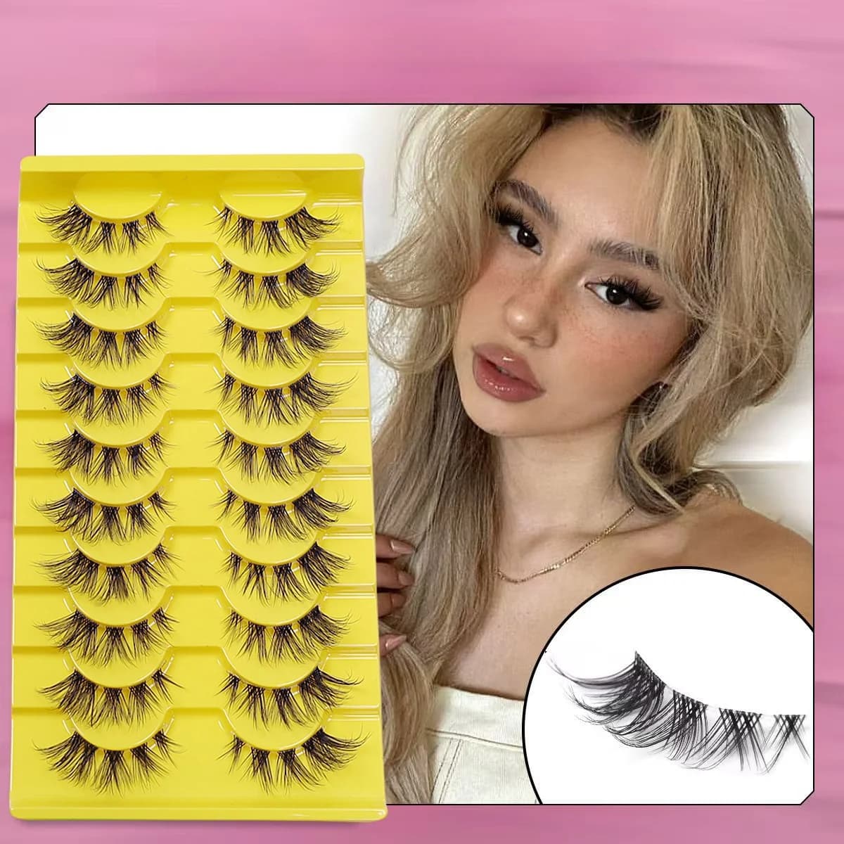 10 pairs of cluster eyelashes with natural appearance, thin extensions of cartoon eyelashes, fake eyelashes of cat