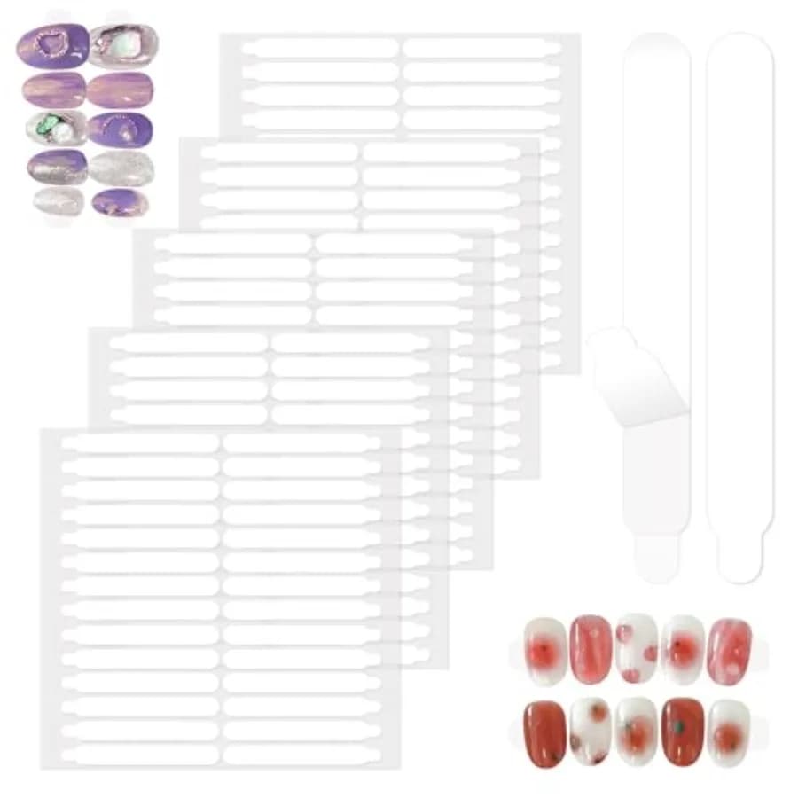 Double Sided Nail Tape, Nail Art Display Strip Strong Adhesive Transparent Mounting Tape for Nail Salon Colors Storage Design S