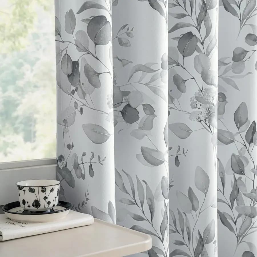 Tende Oscuranti 213 cm per Camera da Letto, Tende Grigie con Stampa Floreale per Soggiorno, Isolanti Termiche e Acqua