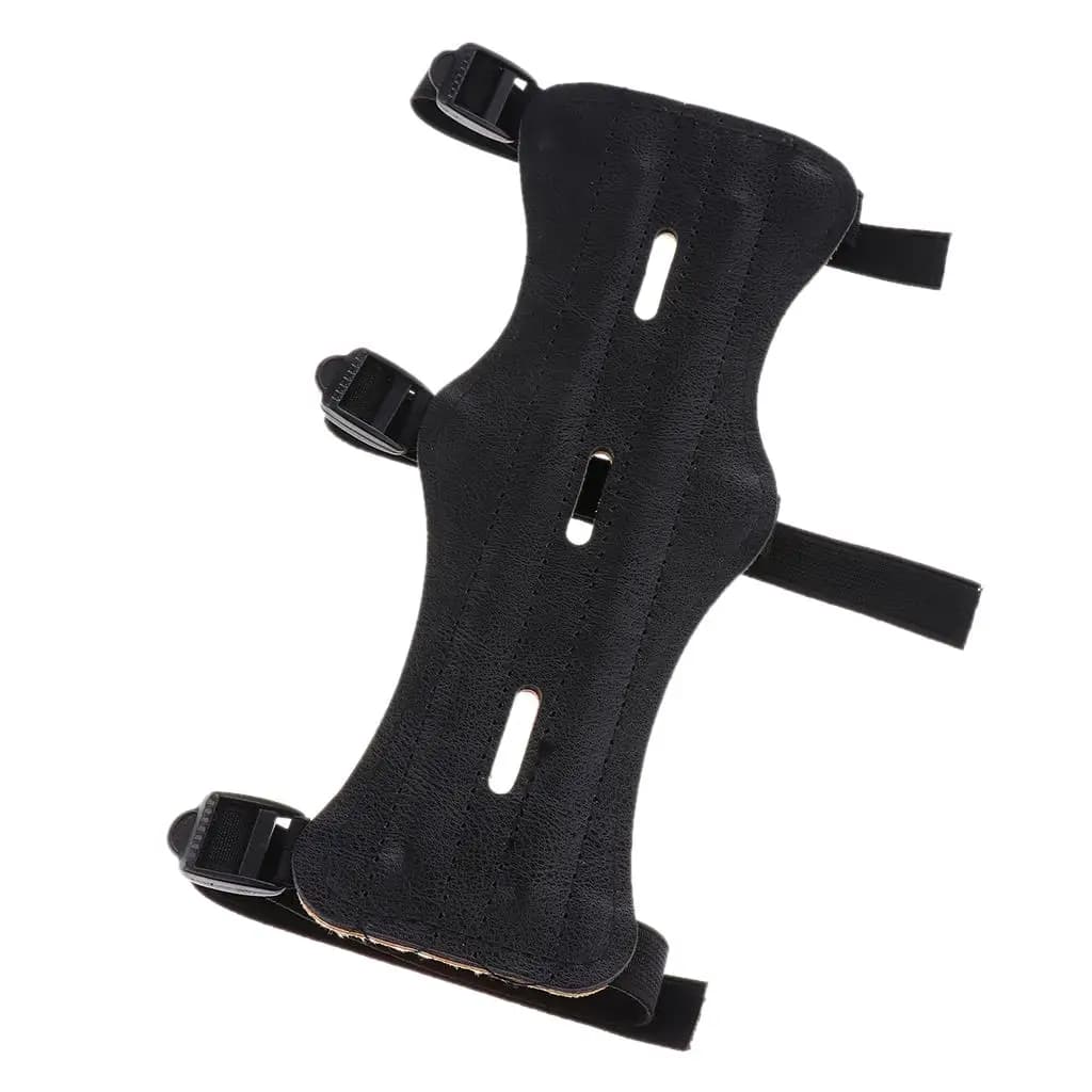 Protezione per Braccio in Pelle PU Nera Regolabile, Accessorio Unisex per Tiro con l'Arco e Pratica di Tiro al Bersaglio