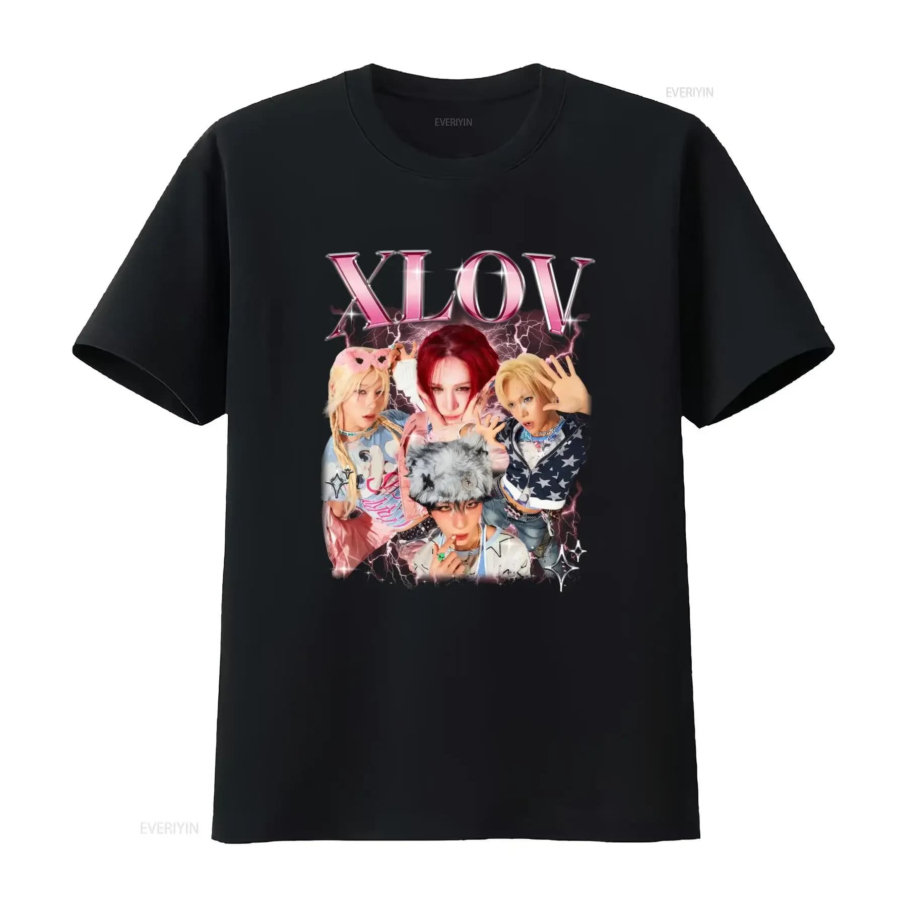Retro Xlov Kpop S T Shirt Uxlxve Album Rizz Members Sweater vintage Washed graphic Unisex Stretched Top For Everyday Wear