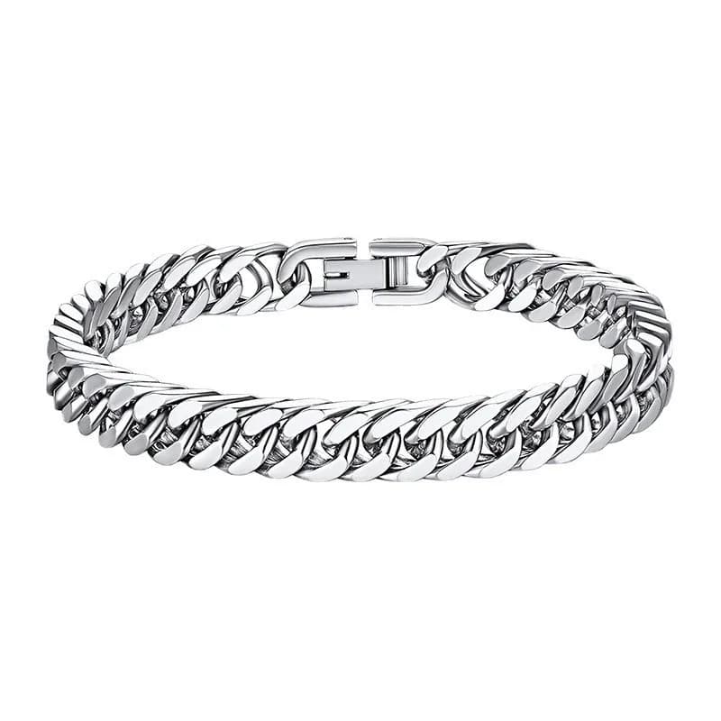 Bracciale con fibbia per gioielli in acciaio al titanio prepotente transfrontaliero, semplice catena cubana in acciaio inossidabile in stile europeo e americano