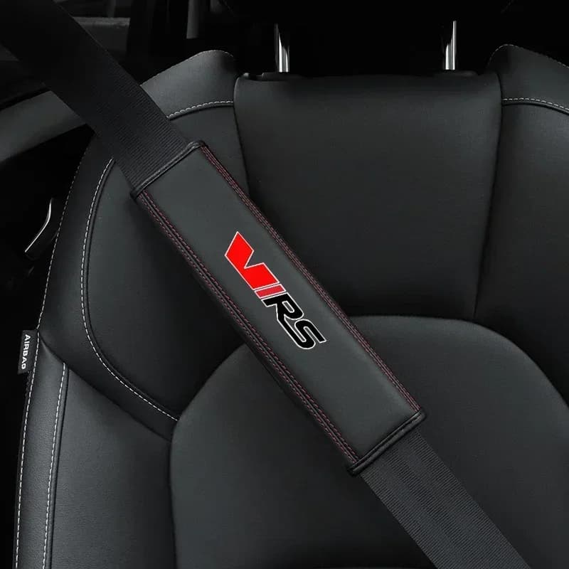 Per Skoda Virs RS RS IV 1pc Cowhide Car Interior Seat Belt Protector Cover per accessori Auto per Auto