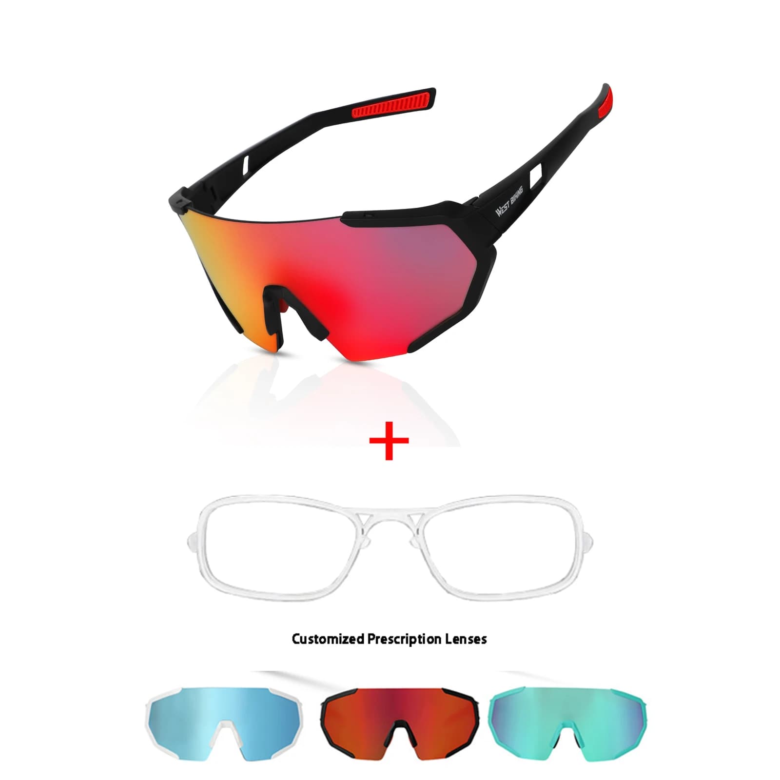 Occhiali da Sole Professionali a 3 Lenti Polarizzate con Clip per Prescrizione Personalizzata, Protezione UV400 per Sport all'Aperto e Ciclismo