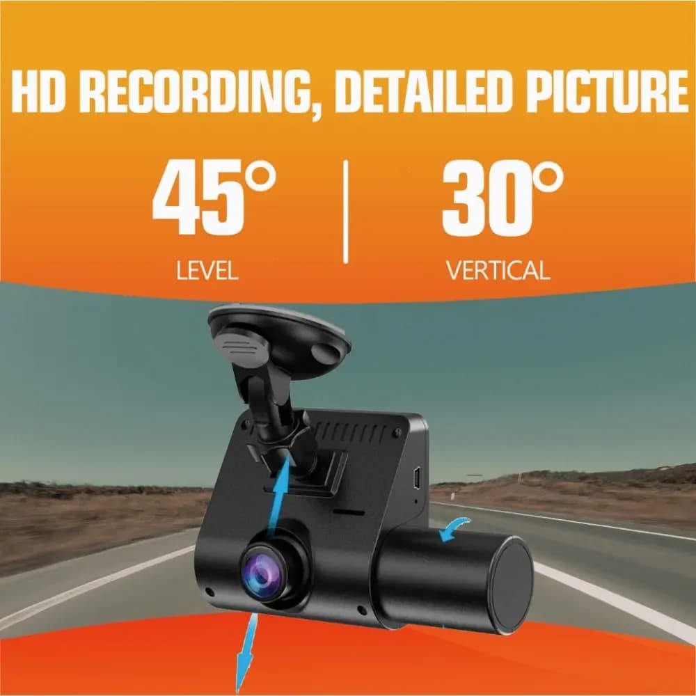 New Dashcam Mini HD 1080P for Cars with 3 Objectives, Front Guide Recorder, Rear and Interior for Vehicles