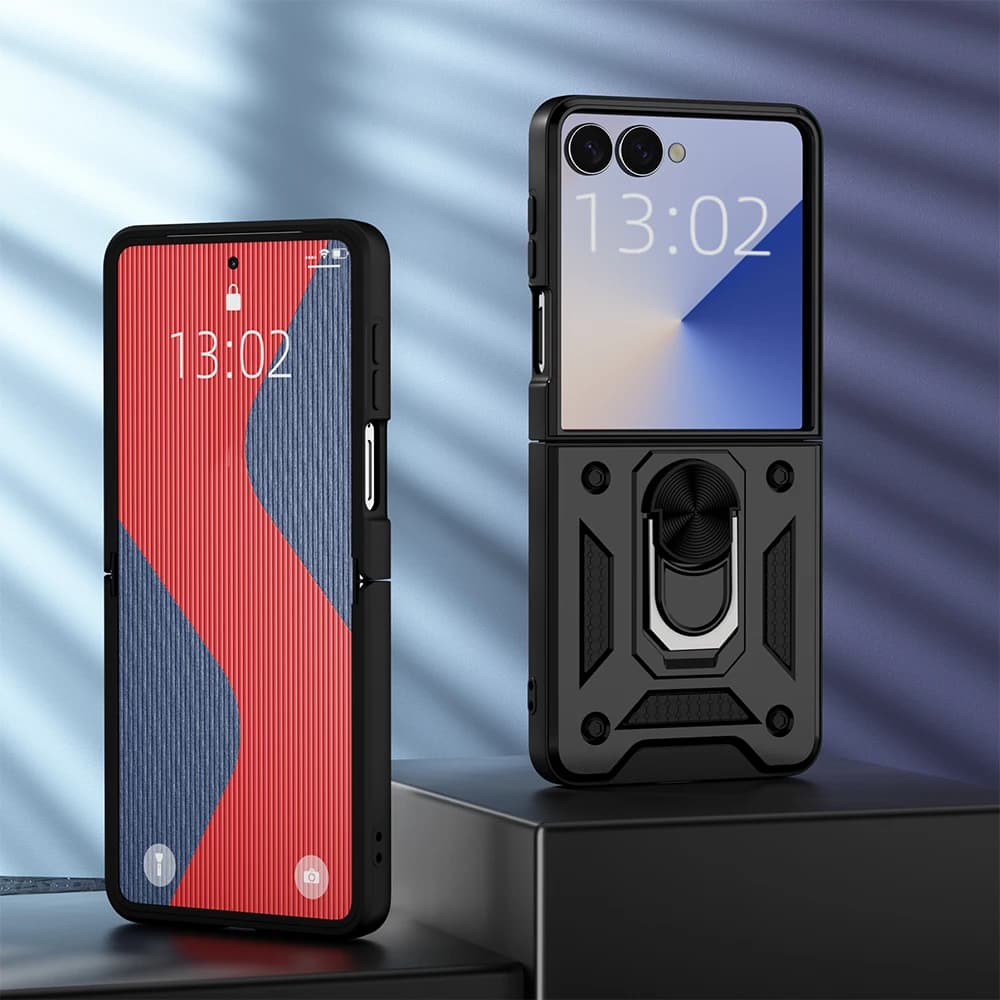 Premium Military Grade Armour Protective Case for Samsung Z Flip 7 FE 6 5 Cover with Magnetic Invisible Ring Bracket for Car