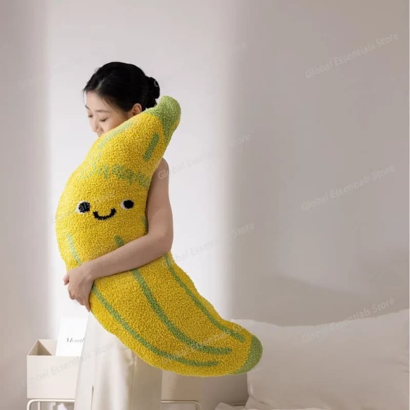 Cuscino Decorativo in Pile a Mezza Faccia, Grande Cuscino a Forma di Banana, Cuscino per Divano, Supporto Lombare per Camera da Letto
