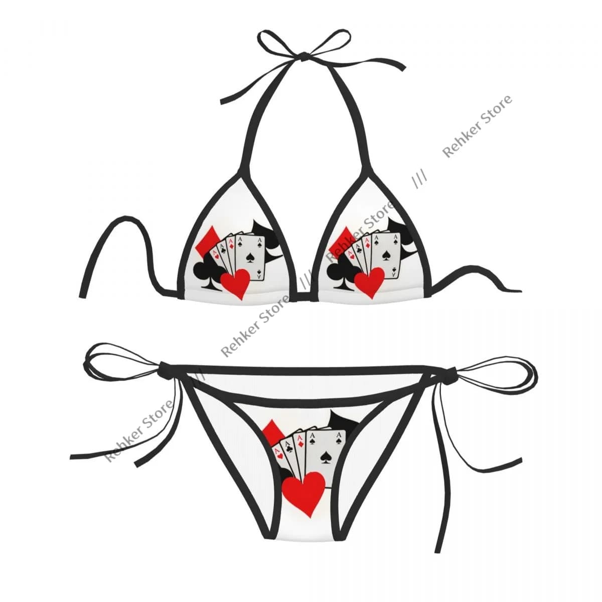 Bikini Set Swimwear Women Swimsuit Sexy Push Up Swimming Bathing Suit Four Aces Playing Cards Beachwear Summer Brazilian