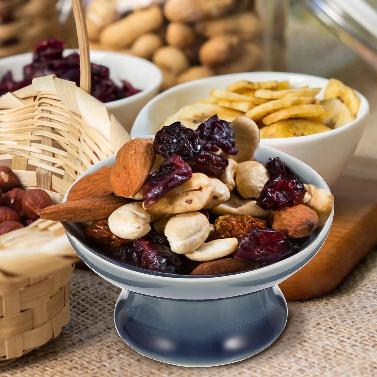 Dried Fruit Dish Footed Snack Tray Wear-Resistant Long-Lasting Practical Storage Plate Kitchen Counter Living Room