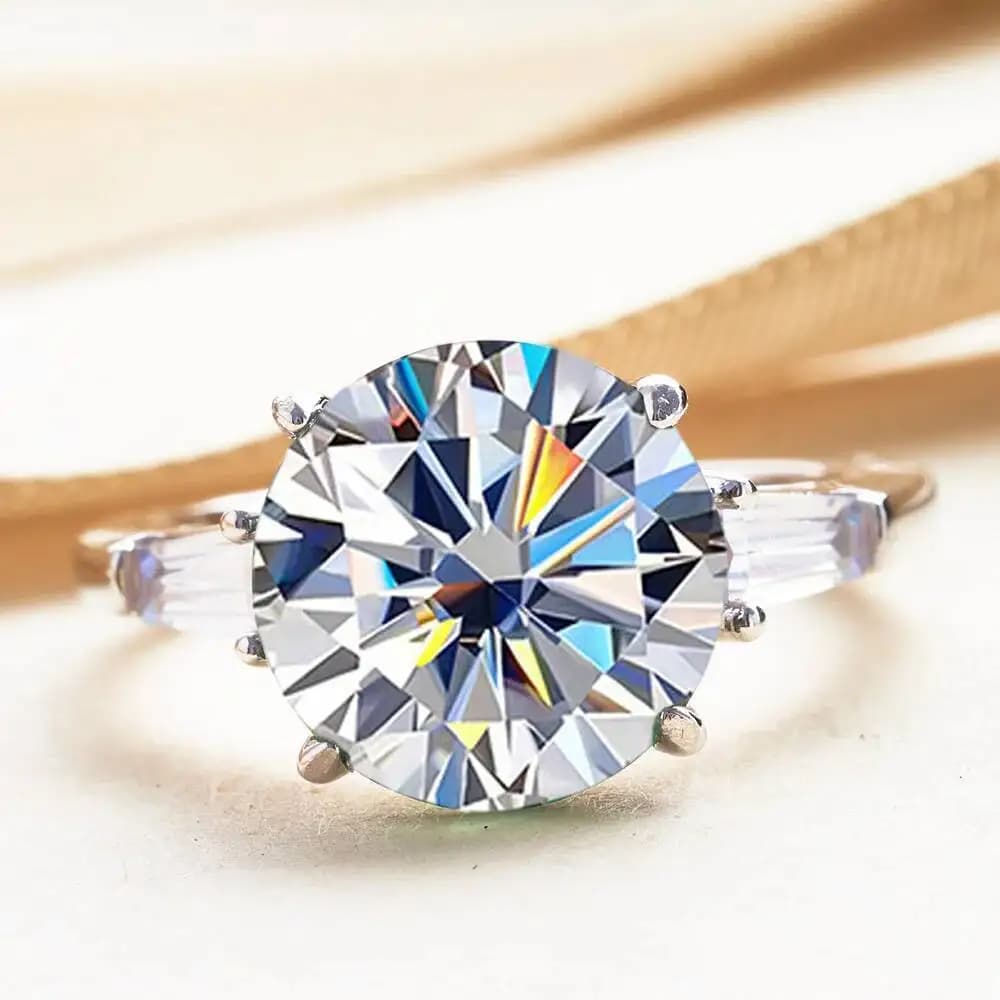 Anello Moissanite 5CT VVS1 Certificato GRA in Argento Sterling S925 Taglio Rotondo, Anello di Fidanzamento e Promessa per Donne di JoiasHome