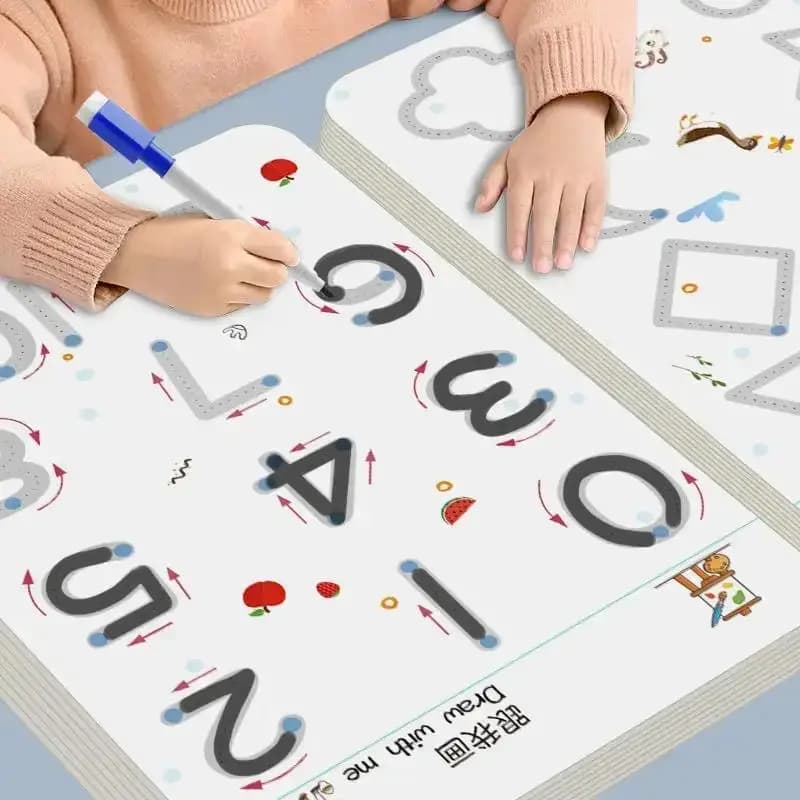 Quaderno di esercizi di tracciamento magico Libri educativi Montessori per bambini Formazione di controllo della penna Quaderno di calligrafia riutilizzabile per bambini