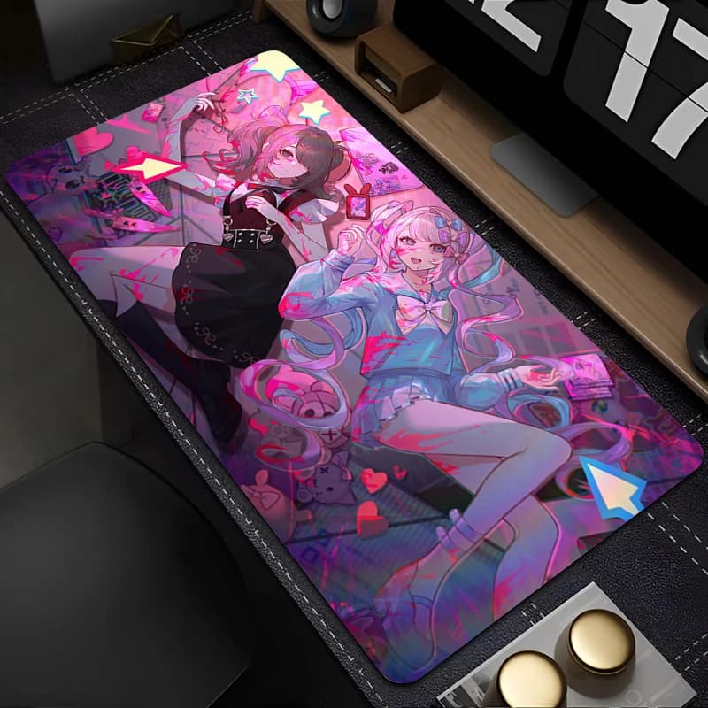Tappetino per mouse da gioco di grandi dimensioni, antiscivolo, bordi cuciti, gomma morbida, tappetino da gioco Needy Girl Overdose per scrivania da ufficio e uso domestico