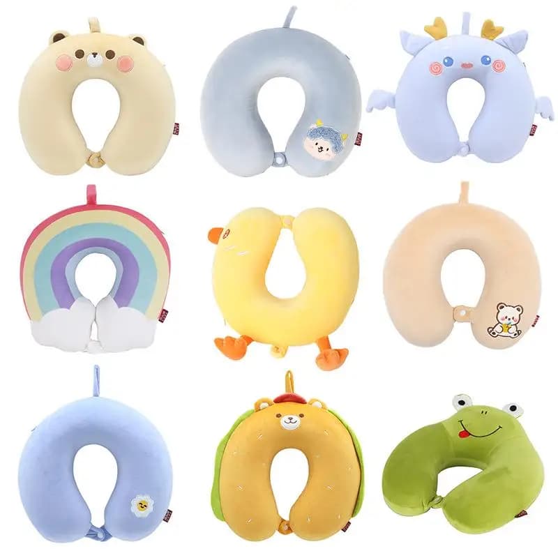 Cuscino per il Collo a Forma di Cartone Animato, Portatile per Viaggi in Aereo e Auto, Cuscino per Studenti, Cuscino a U in Memory Foam
