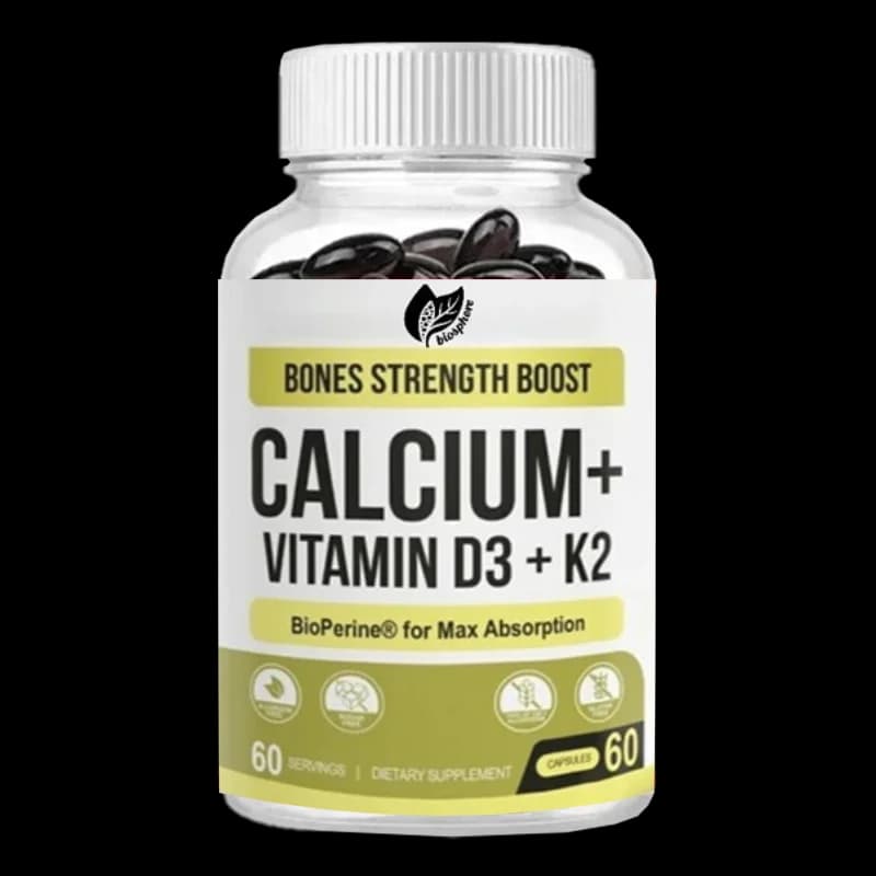 Calcium contains vitamins D3 and K2- Vegan support supplements for bone and non-GMO teeth - immune and muscle function