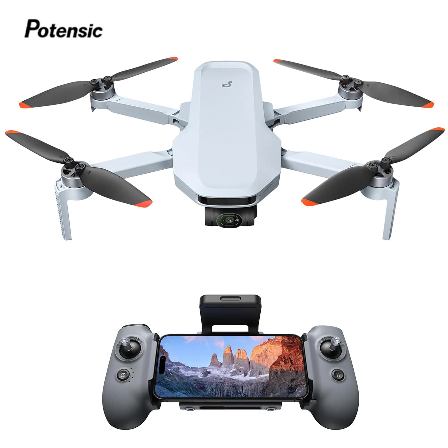 Drone with camera Potensic ATOM 2, HDR 4K video, 8K photo, 3 axle cardan joint, less 249 g, vertical shot, 10 km, night shot AI, track AI