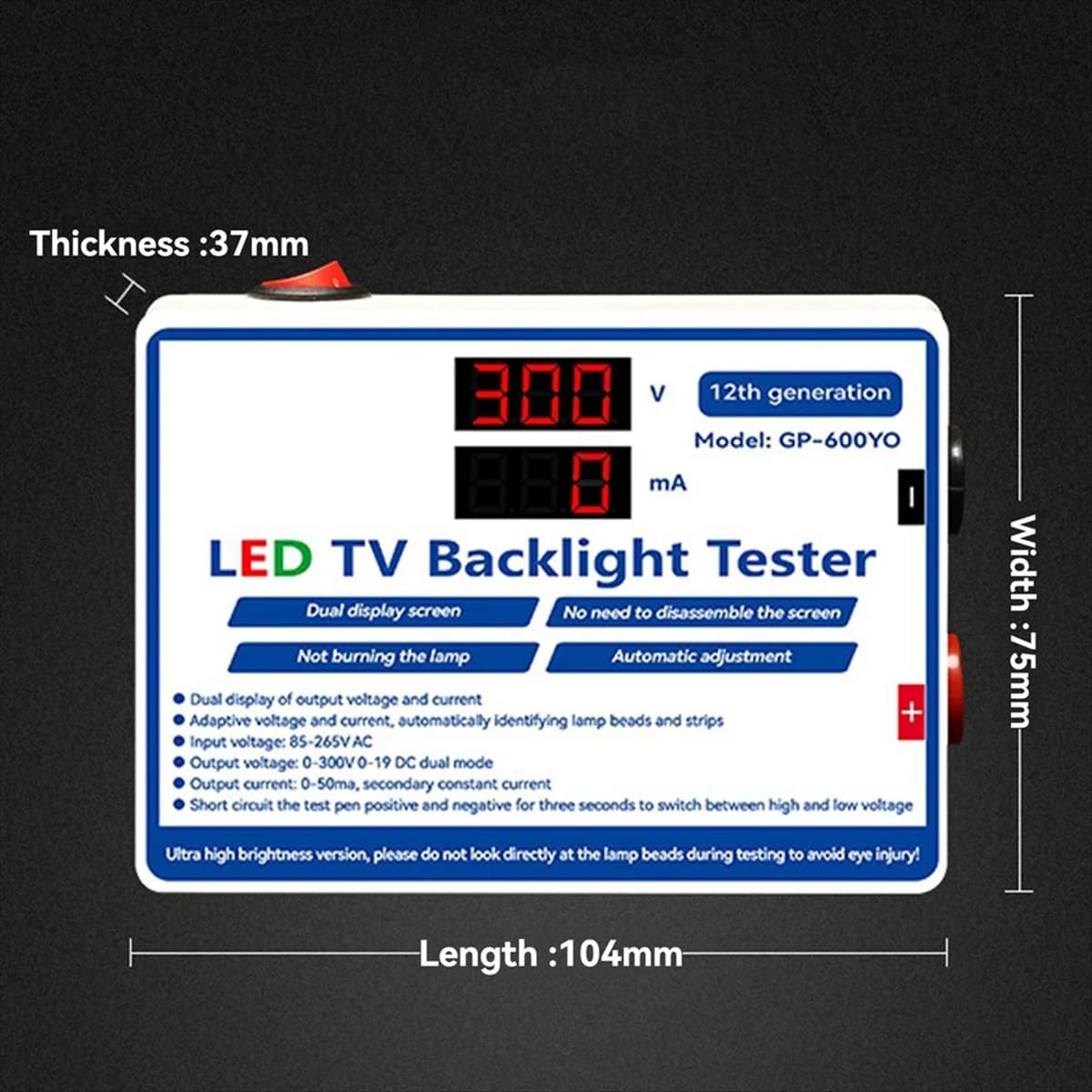 GIGI LED Tester 0-300V Output LED TV Backlight Tester Multipurpose LED Strips Beads Bar Light Lamp Test Tool EU Plug