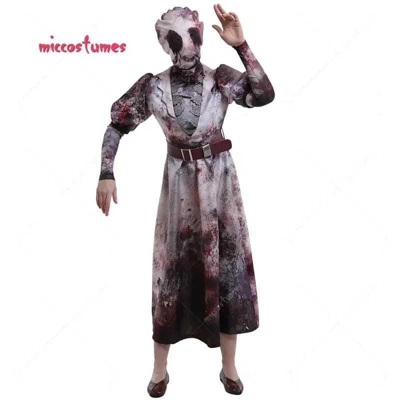 Miccostumes Women's uniform cosplay costume by killer nurse with neck strap and Halloween costumes for headdress