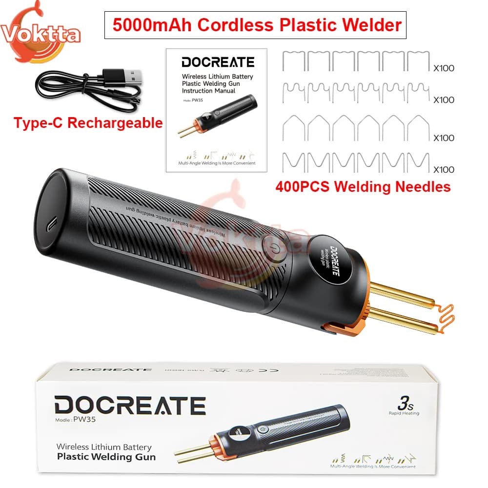 Saldatore di plastica a batteria da 5000 mAh Saldatrice di plastica ricaricabile di tipo C 400 pezzi Kit di riparazione paraurti cucitrice di calore aghi
