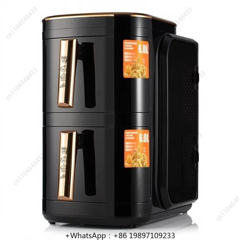 Dual Large Air Fryer 2-Basket Touch Screen With Double Cooker Fryer For Broiling Baking