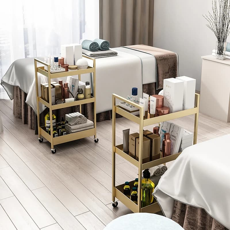 Carrello Mobile in Metallo Moderno per Salone di Bellezza, Nail Art, Barbiere, Carrello Porta Utensili, Scaffale per Strumenti Medici e Sanitari a 4 Ruote