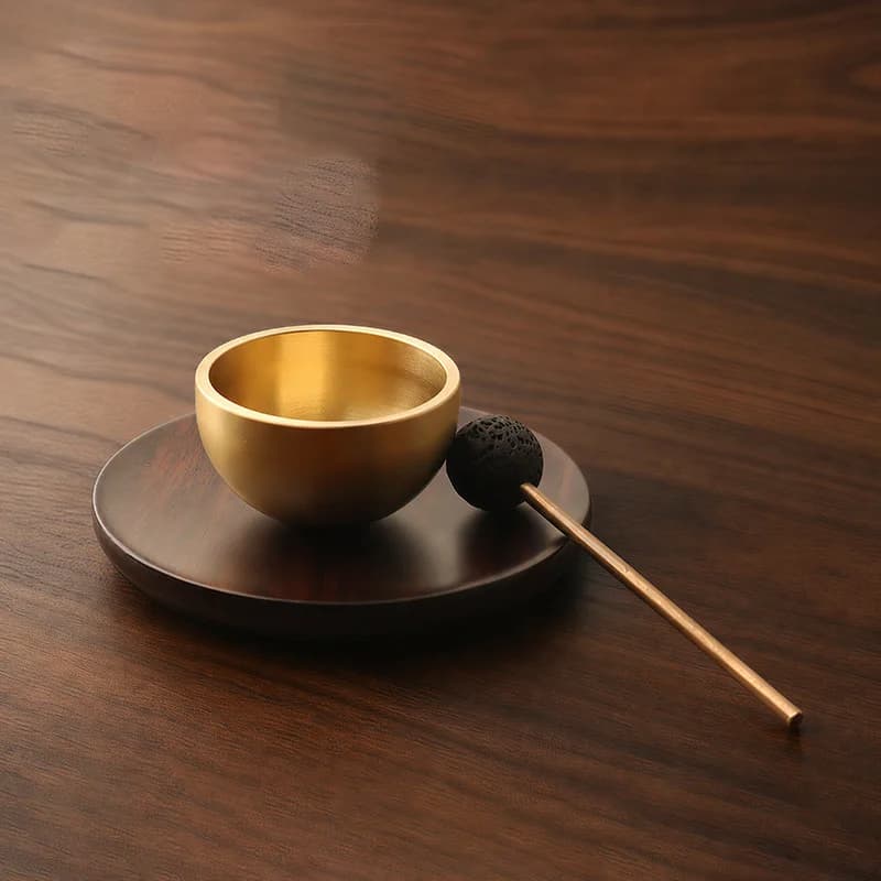 Mini Brass Singing Bowl Set Sound Healing Meditation Yoga Stress Relief Essential Oil Aroma Diffuser Copper Bowl Decor Ornament