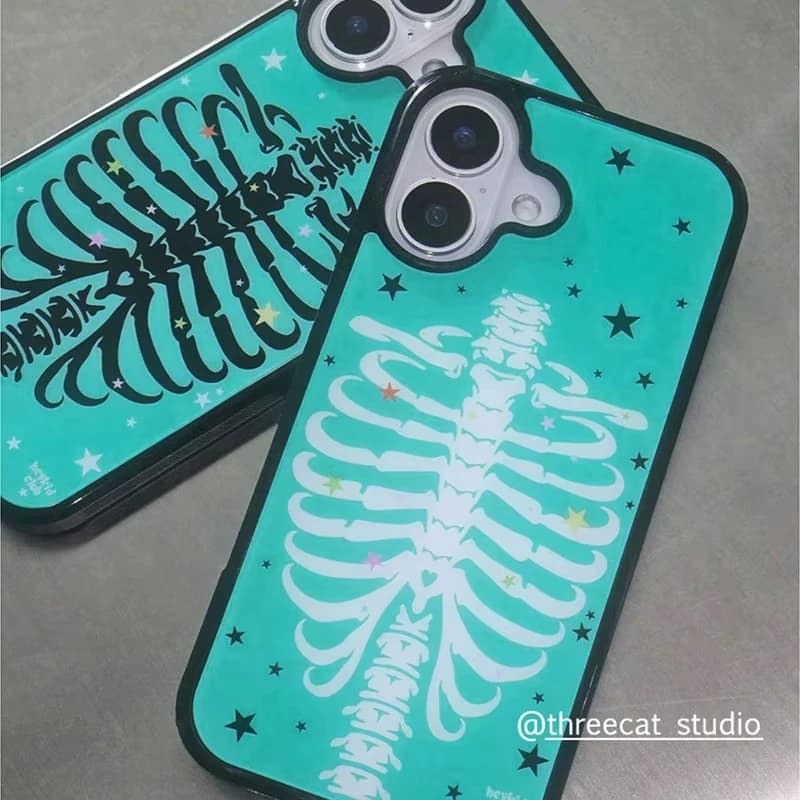 Fashion Ins Green Gothic Skeleton Star Phone Case For iPhone 17 Air 16 Pro Max 15 14Plus 13 12 11 Shockproof Silicone Back Cover