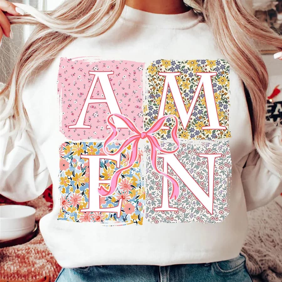 Floral Amen Bible Verses Thermal Adhesive Adhesive for Heat Transfer DIY T-shirt Clothing Bag Cushion Fabric Party Decorations