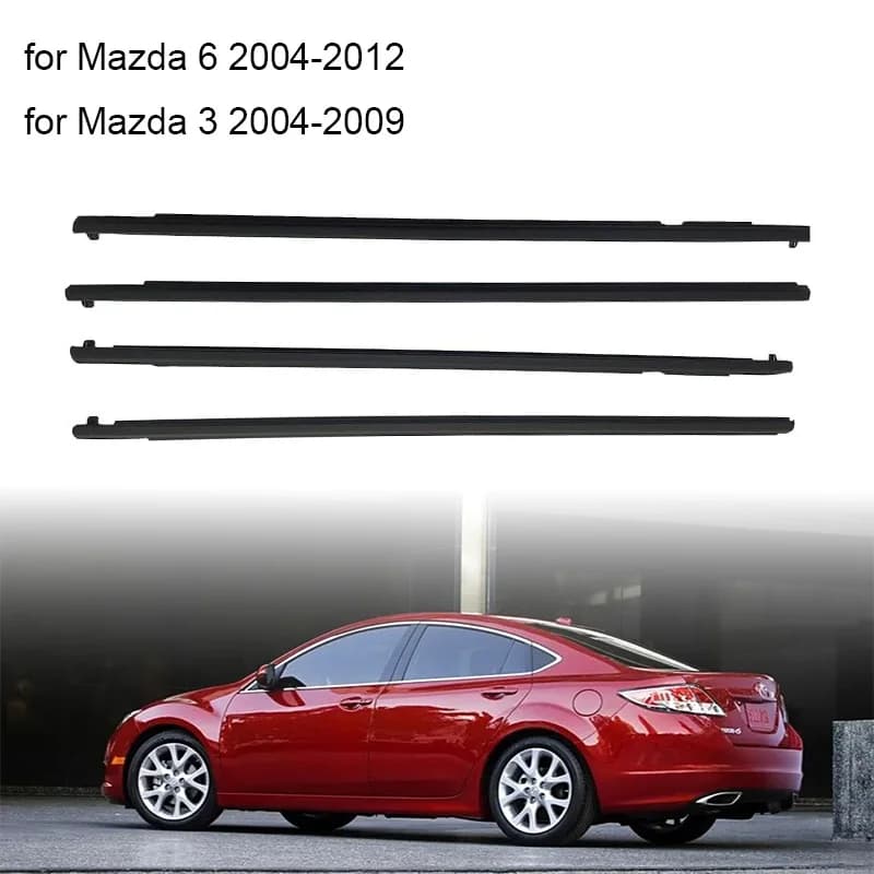 4 pezzi Finestra di Gomma Trim Per Mazda 6 2004-2012 Per Mazda 3 2004-2009 Guarnizione Strisce di Tenuta Porta Stampaggio Trim Impermeabile