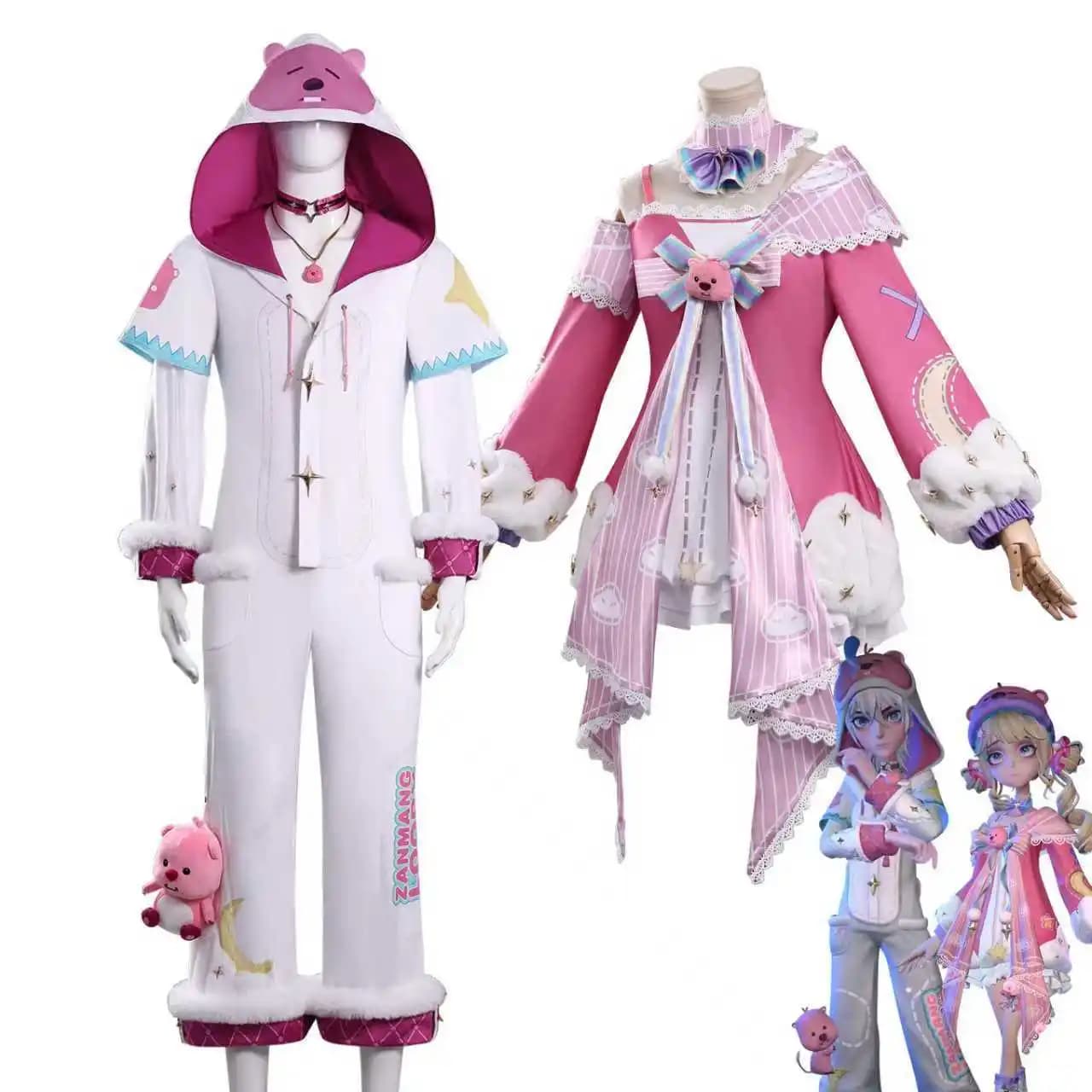 Costume da Cosplay Allen Fluffy Showdown, Tuta Bianca con Cappuccio e Stampa Orsetto, Costume per Uomo, Abito di Halloween
