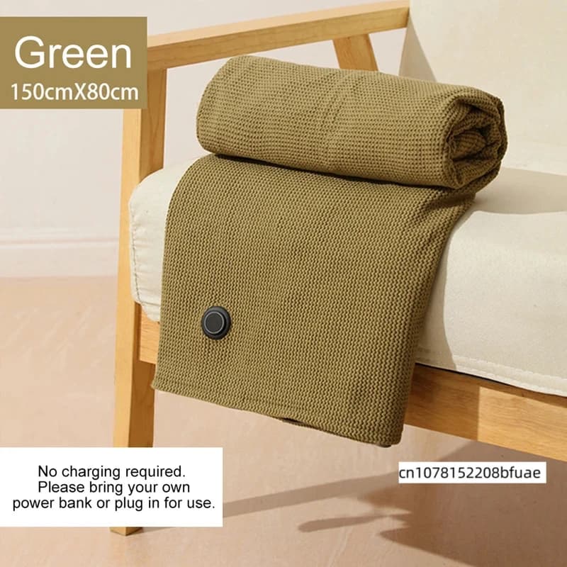 Corded Heated Blanket USB Powered Soft Zipper Shawl Wrap 3 Temperature Adjustment Warm Heating Scarf for Indoor Outdoor