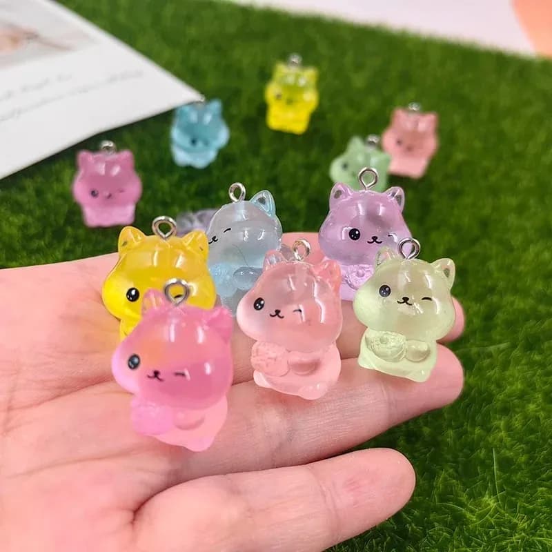 10 ciondoli scoiattolo luminosi Kawaii per la creazione di gioielli, pendenti animali fatti a mano, artigianato, orecchini fai da te, portachiavi