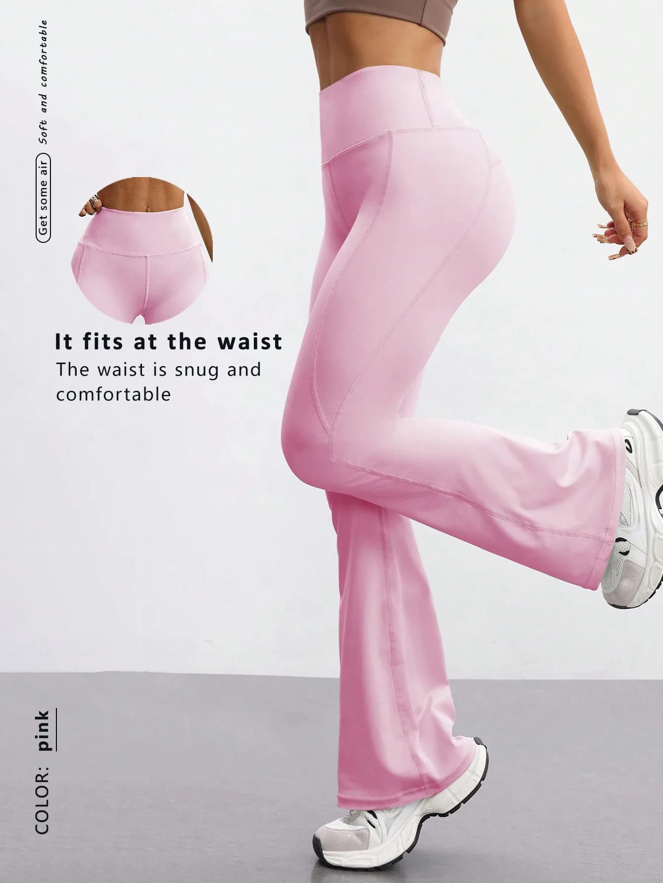 Pantaloni a Vita Alta con Gamba Larga, Leggings per Fitness e Yoga, Comodi e Aderenti