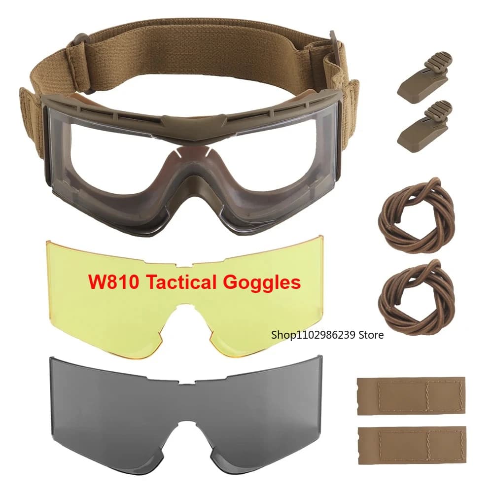 W810 Occhiali tattici Antivento Antipolvere Occhiali da ciclismo Escursionismo Occhiali da sci per Airsoft Paintball Tiro Casco OPS veloce