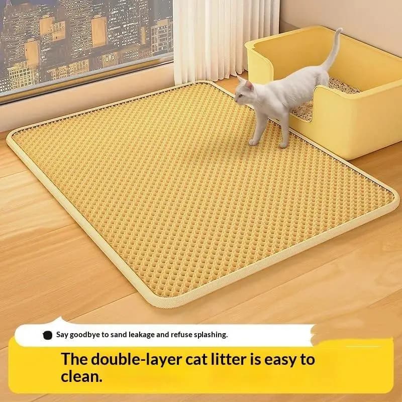 Double Layer Cat Litter Mat Anti Scatter Litter Trapping: Pad Prevents Spilling Keep Floor Clean Box