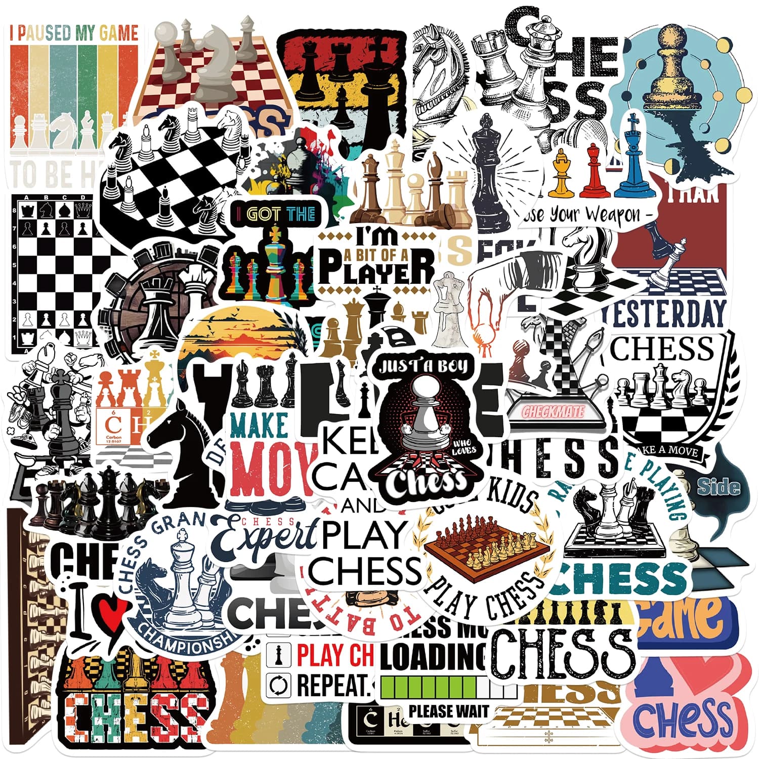 50 pcs game chess sticker decal waterproof decal for Laptop motorcycle luggage Snowboard refrigerator phone stickers for car toys
