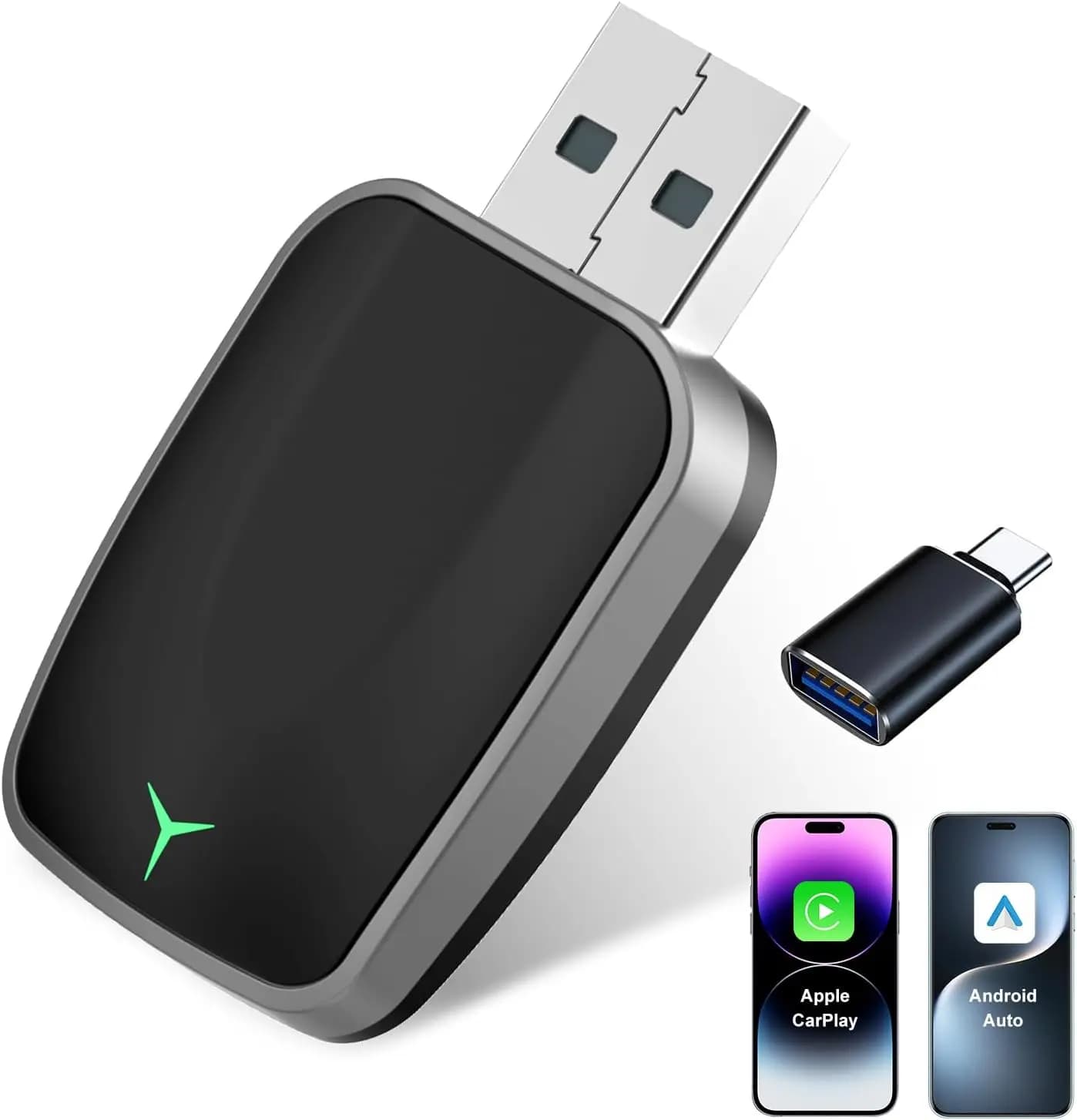 Mini wireless adapter CarPlay and Android Auto – Dongle Plug & Play, wireless, USB-A/C, compatible with the car 2016+