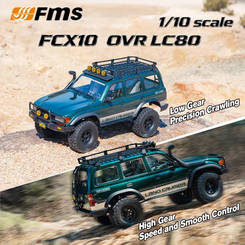 FMS FCX10 OVR LC80 Verde RS 1/10 Scala Modellino RC Crawler Brushless Telecomandato Veicolo Fuoristrada Simulato Giocattolo da Collezione per Adulti